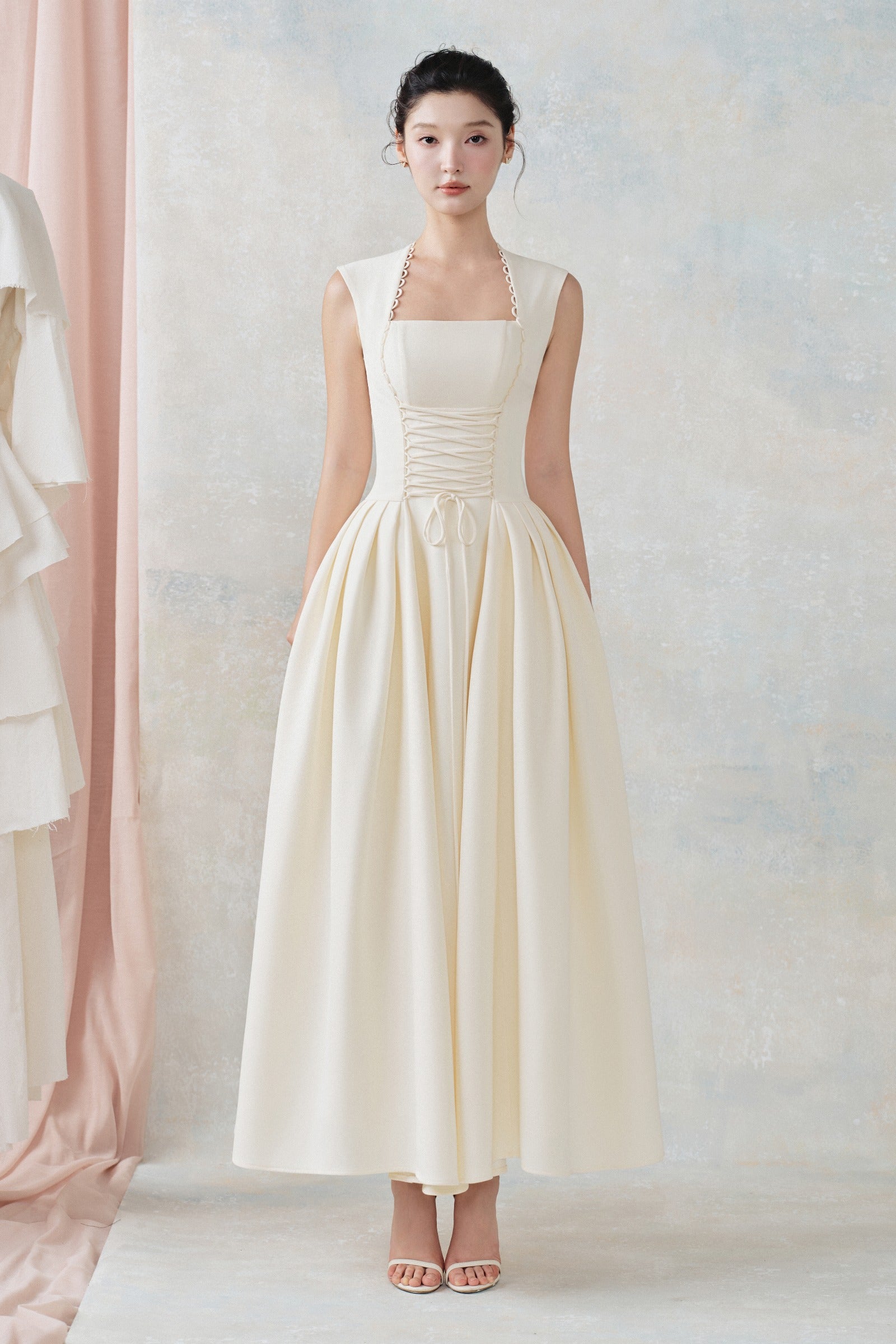 Katherine Trapeze Neck Midi Dress
