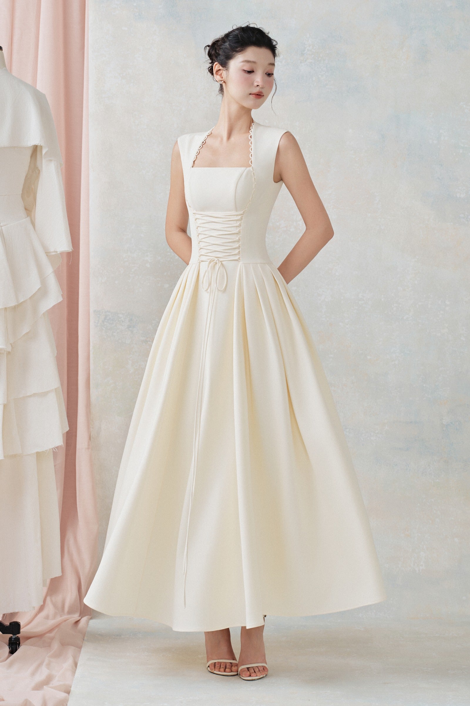 Katherine Trapeze Neck Midi Dress
