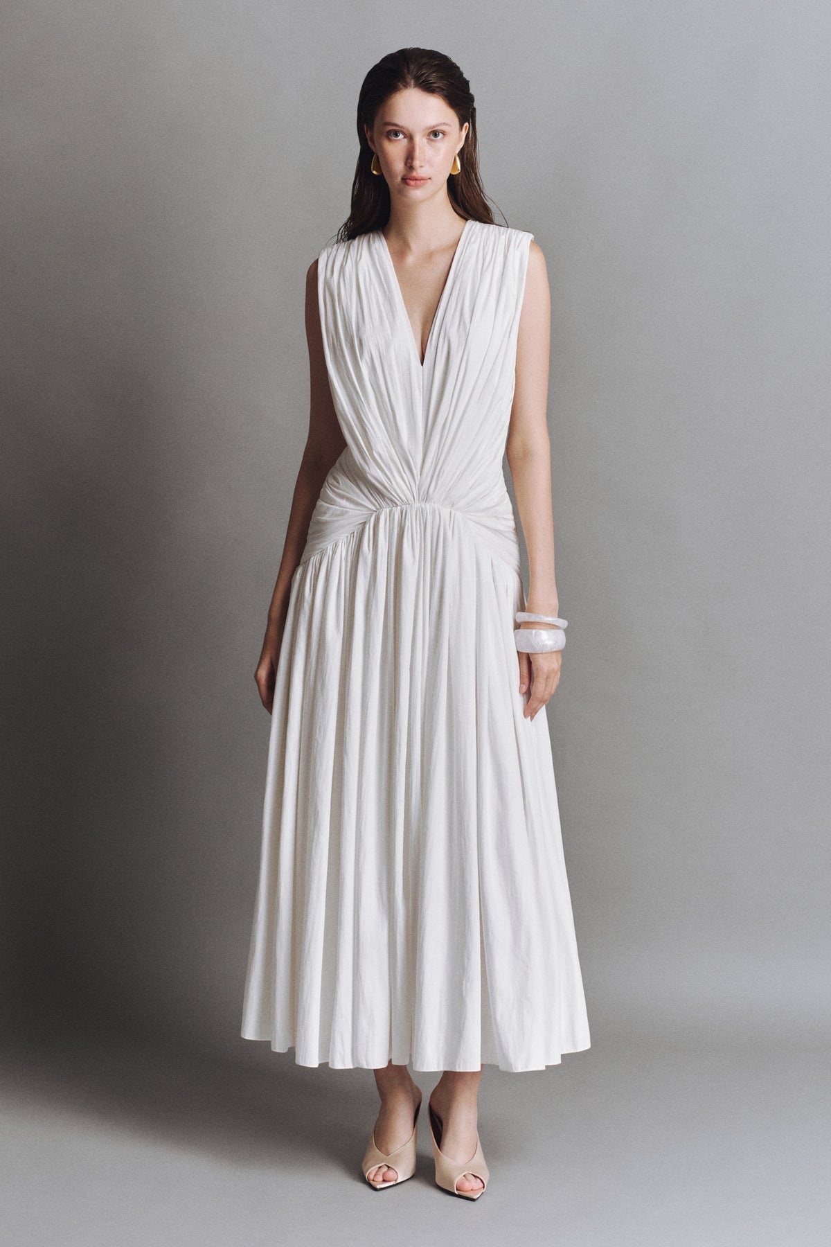 Slope V-Neck Midi Dress