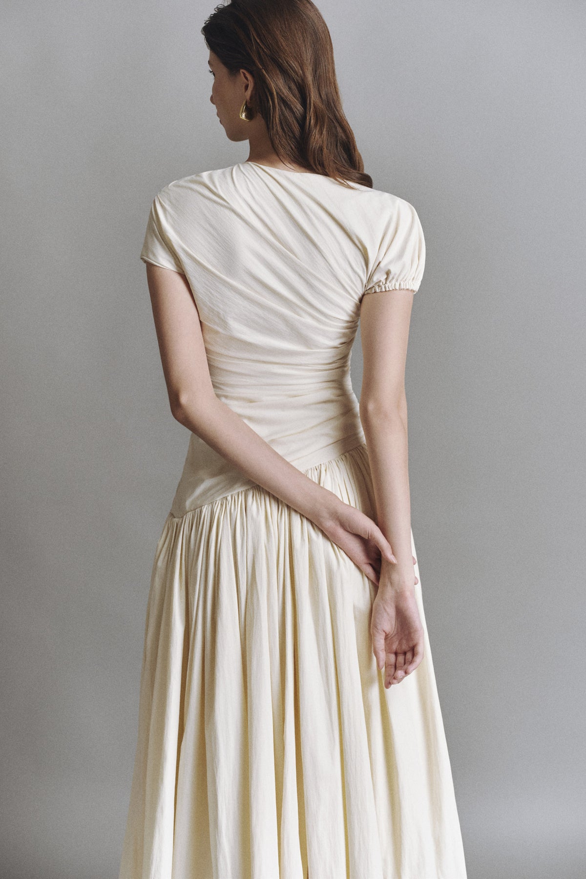 Ochre Draped Midi Dress