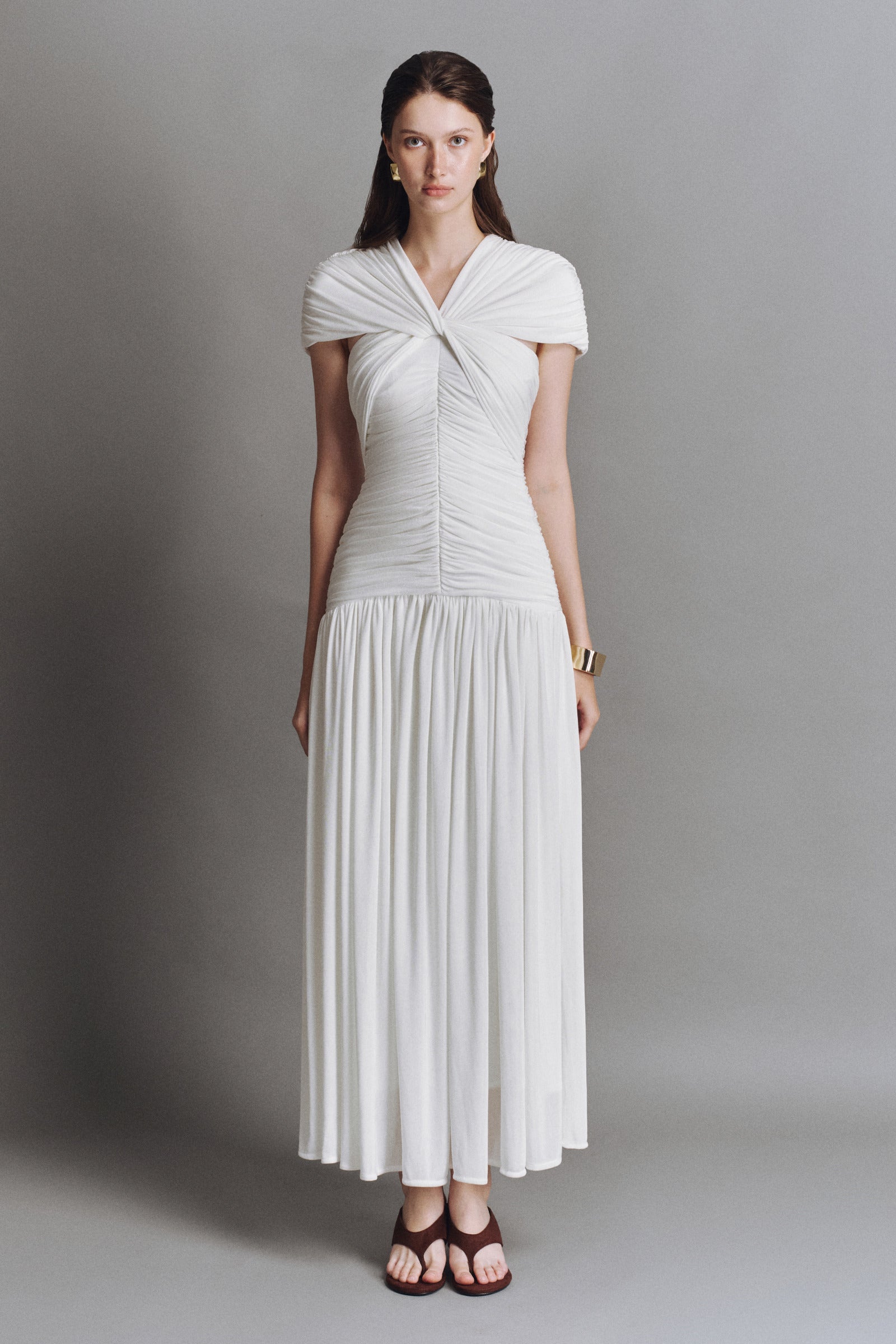Murmur Ruched Midi Dress