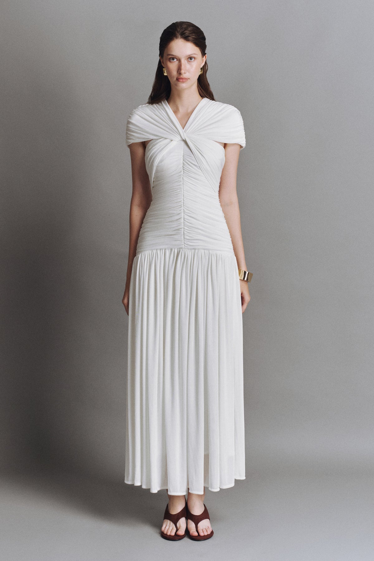 Murmur Ruched Midi Dress