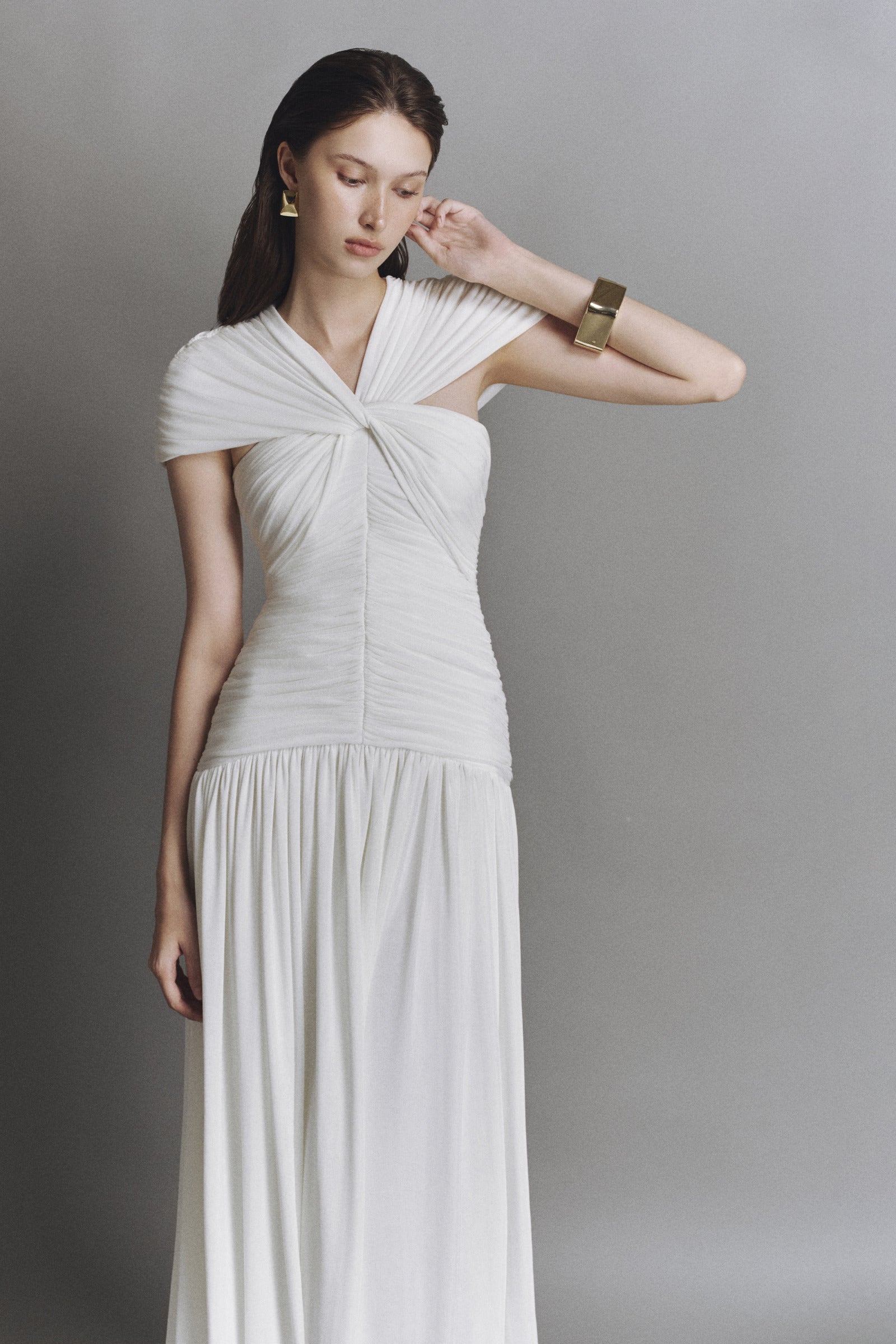 Murmur Ruched Midi Dress
