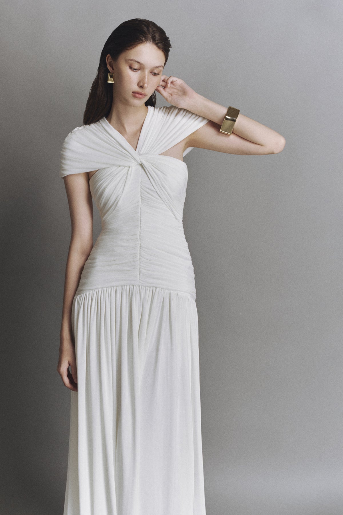 Murmur Ruched Midi Dress