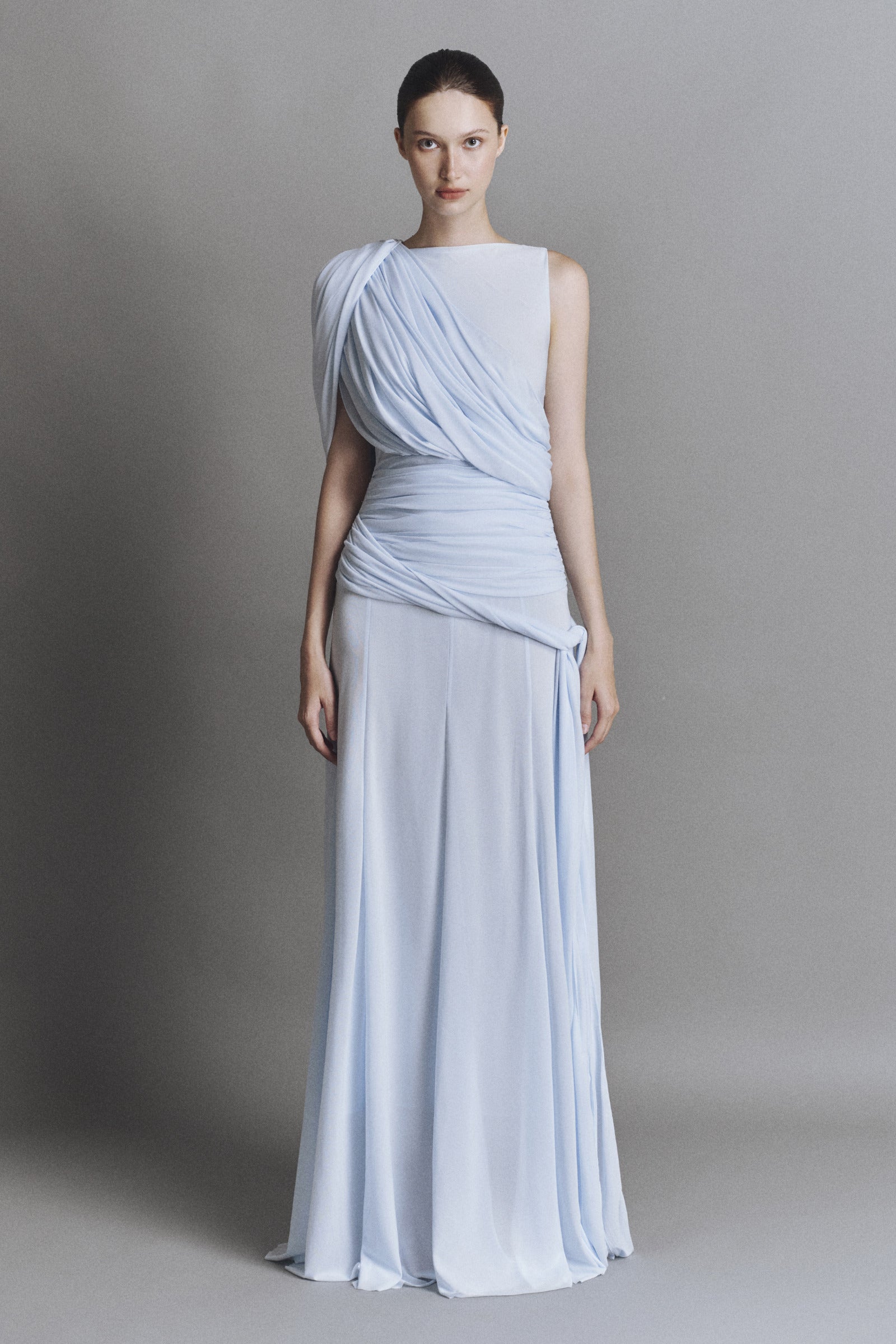 Cascade Draped Maxi Dress