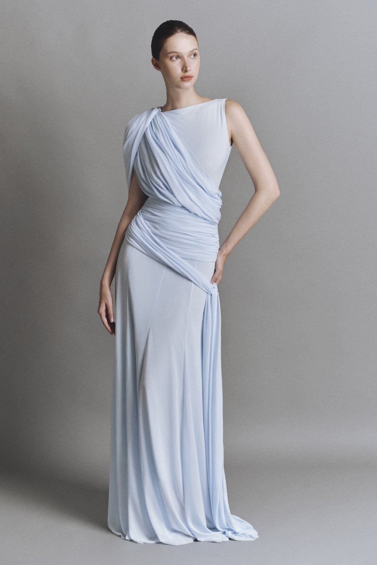 Cascade Draped Maxi Dress