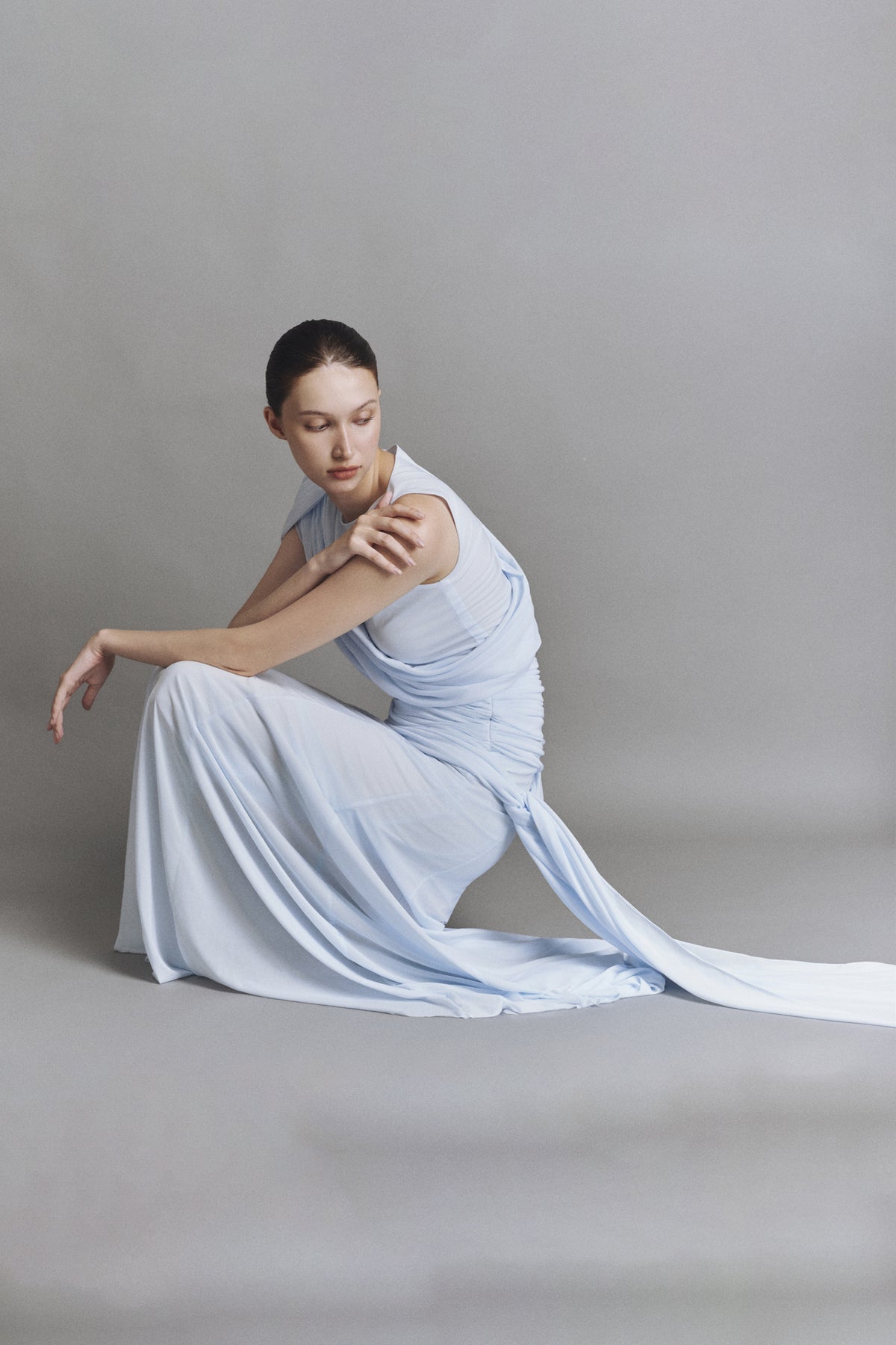Cascade Draped Maxi Dress