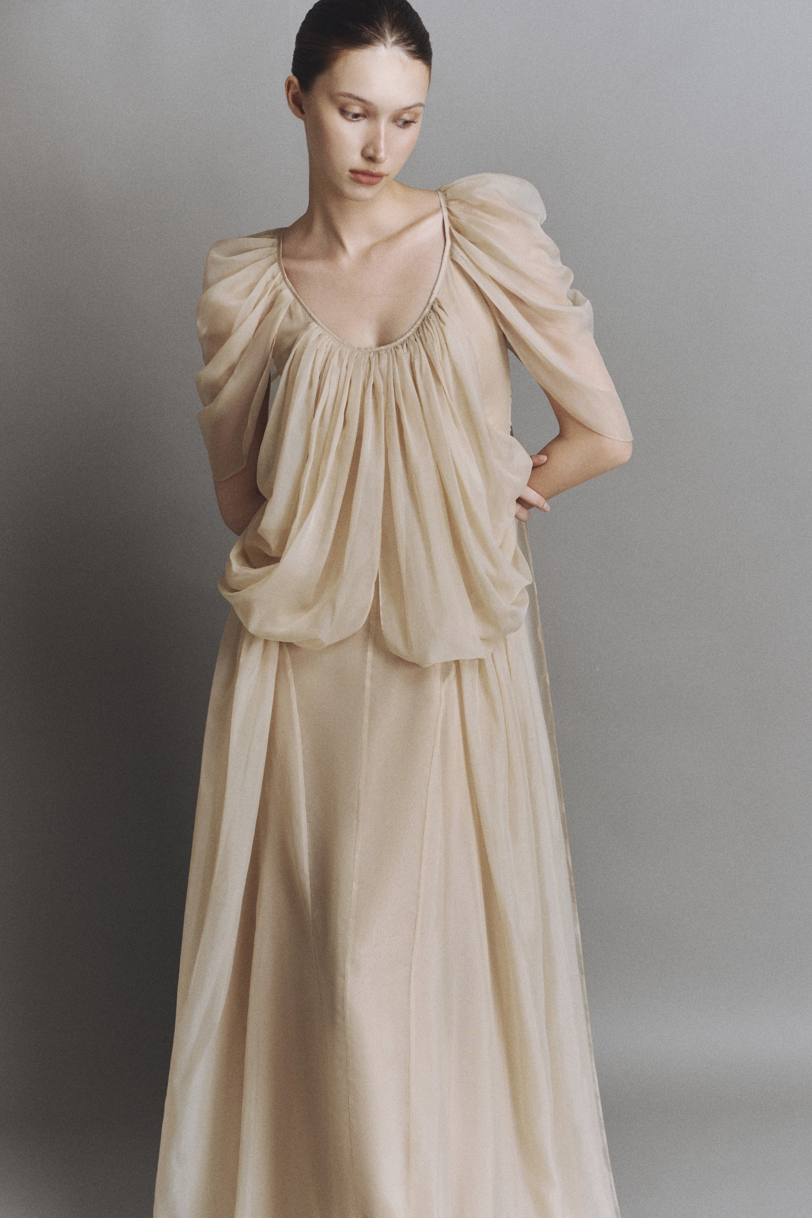 Aerial Butterfly Sleeve Maxi Dress