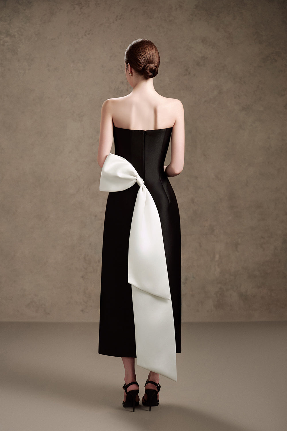 Diva A-line Bow Tie Trerena Taffeta Midi Dress