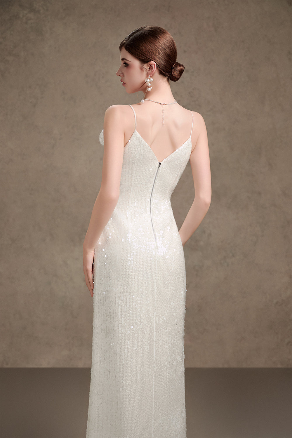 Women's Seraphine A-line Spaghetti Strap Sequin Maxi Dress S/M/L/Customize Pearl White MEAN BLVD, Pearl White / S Women's Seraphine A-line Spaghetti Strap Sequin Maxi Dress S/M/L/Customize Pearl White MEAN BLVD, Pearl White / S