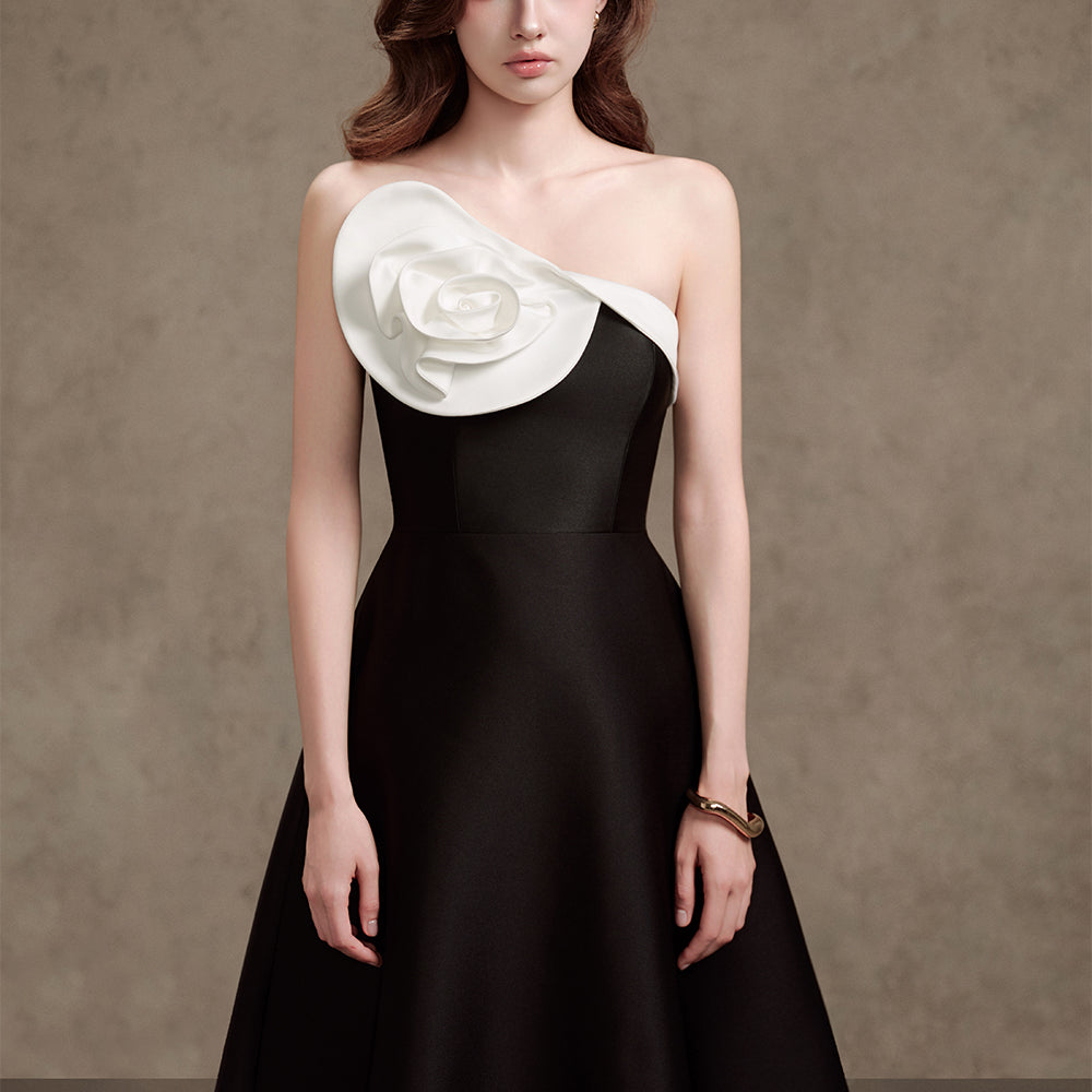 Calla Lily A-line Floral Trerena Taffeta Maxi Dress