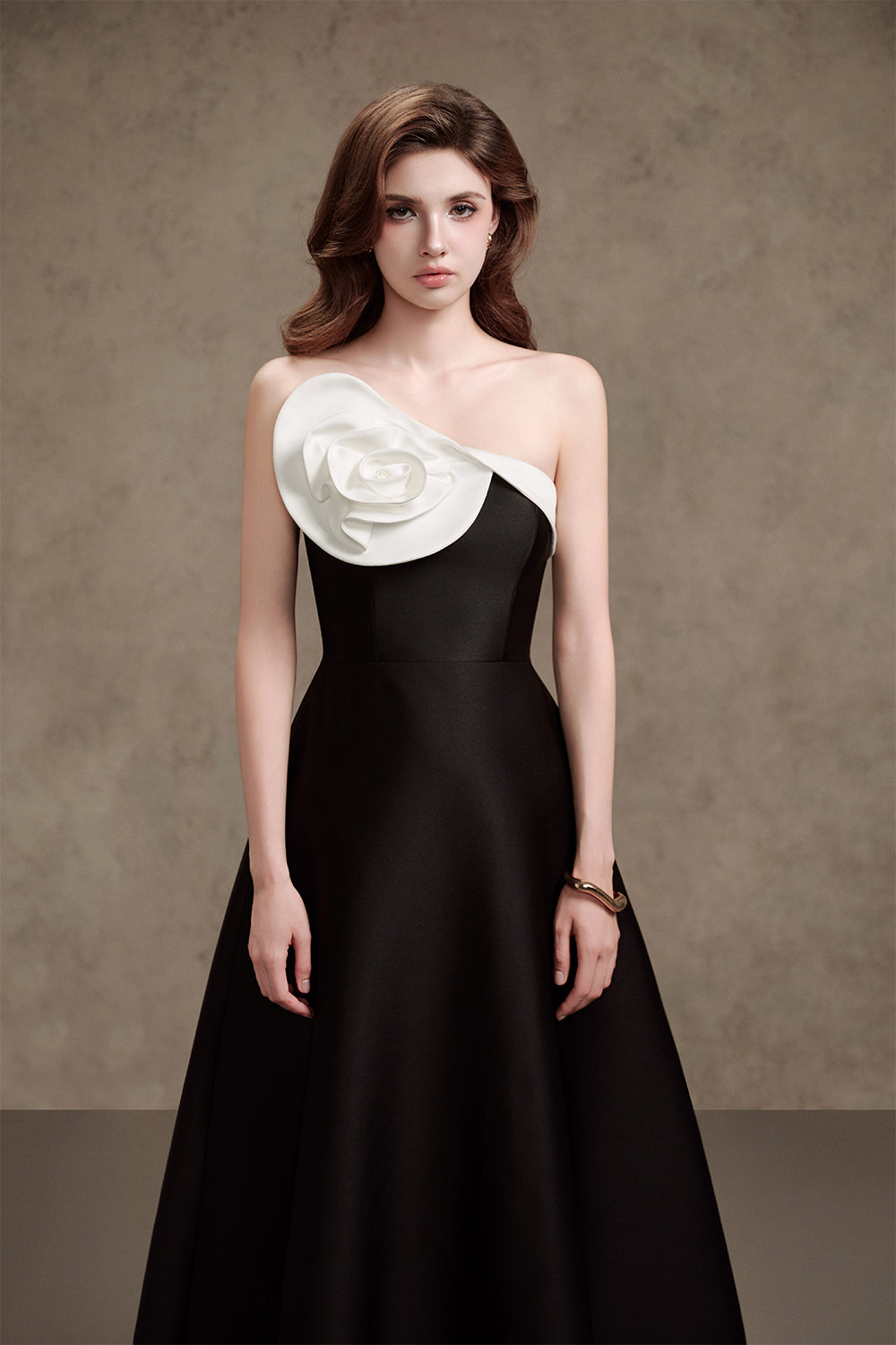 Calla Lily A-line Floral Trerena Taffeta Maxi Dress