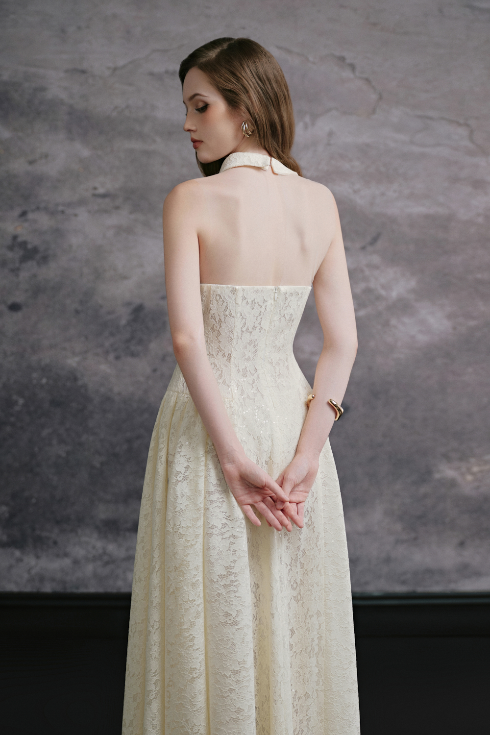 Daisy Asymmetric Neck Ribbon Midi Dress - MEAN BLVD