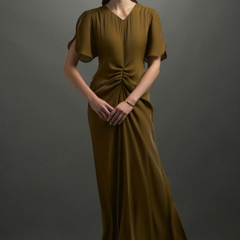 Berthe Butterfly Sleeve Gathering Maxi Dress