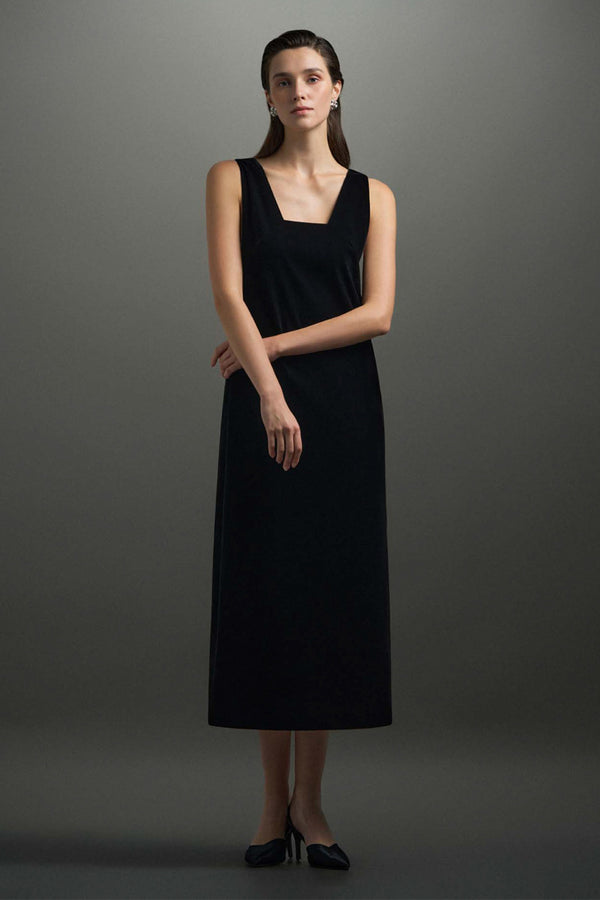 Laura Trapeze Neck Velvet Midi Dress