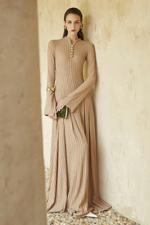 Delphi I Mock Neck Button Maxi Dress - MEAN BLVD