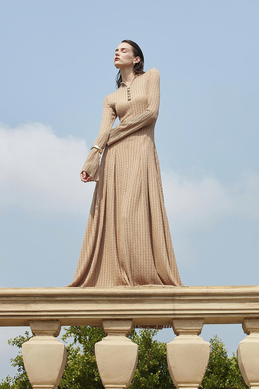 Delphi I Mock Neck Button Maxi Dress - MEAN BLVD