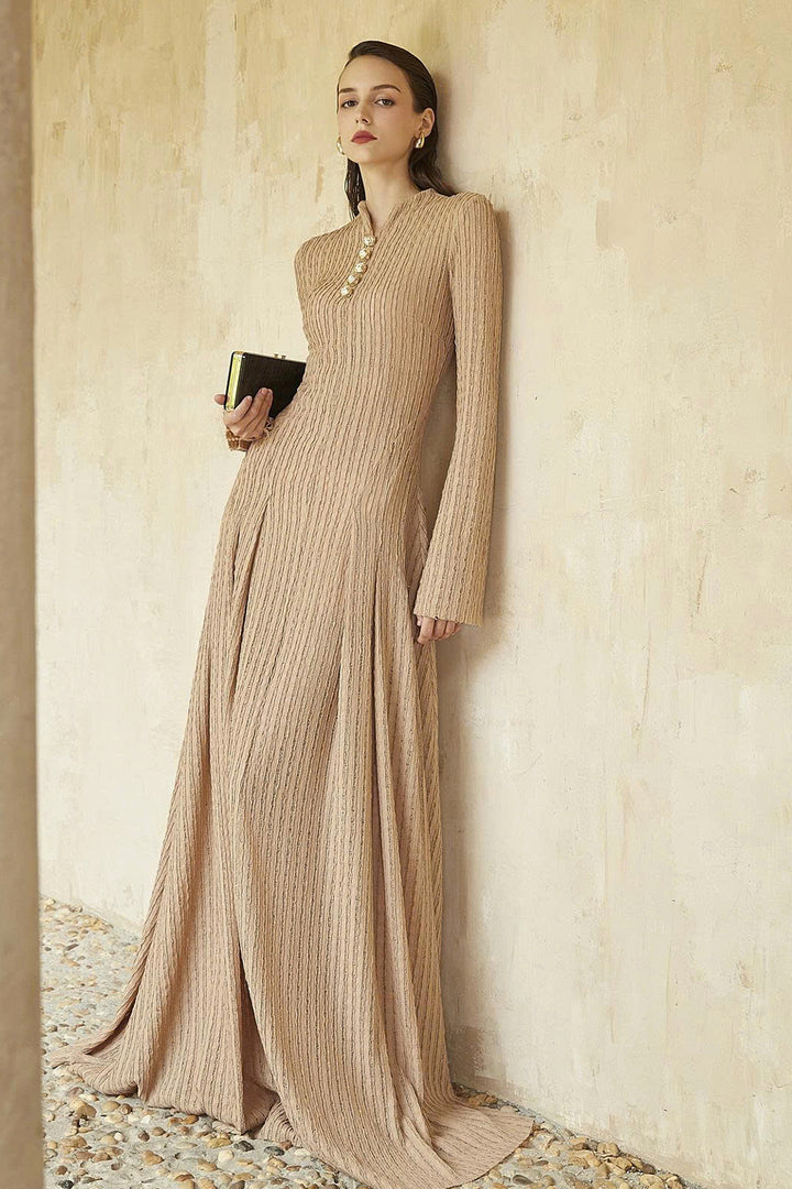 Delphi I Mock Neck Button Maxi Dress - MEAN BLVD