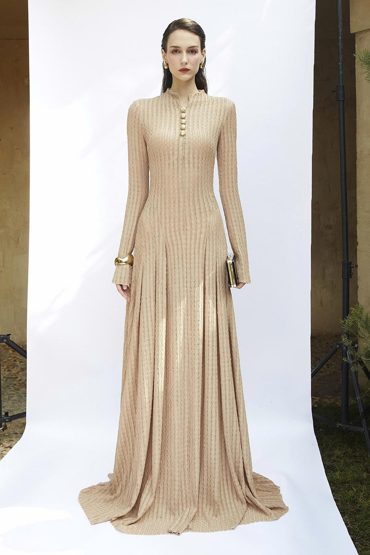 Delphi I Mock Neck Button Maxi Dress - MEAN BLVD