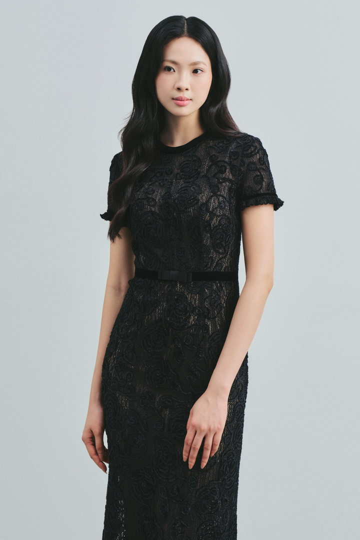 Delphia Round Neck Ribbon Midi Dress - MEAN BLVD