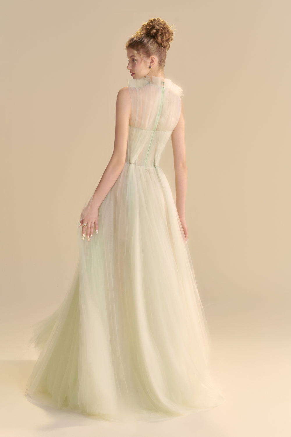 high neck waist defined maxi dress for women Women's Fiery Asymmetric Neck Gathering Maxi Dress S/M/L/XL/XXL/Customize  White MEAN BLVD main image 0