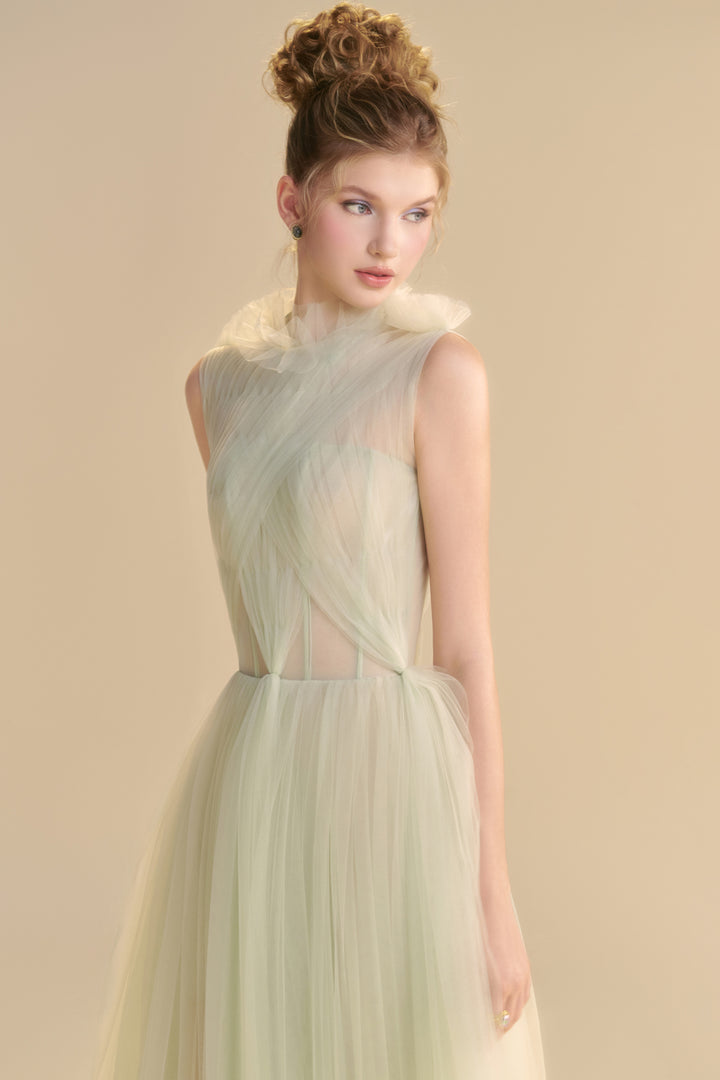 Delysia High Neck Gathering Maxi Dress - MEAN BLVD