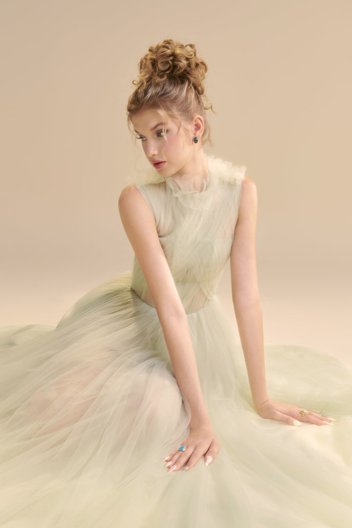 Delysia High Neck Gathering Maxi Dress - MEAN BLVD