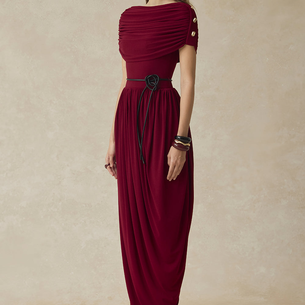 Elyra Cocoon Gathering Maxi Dress