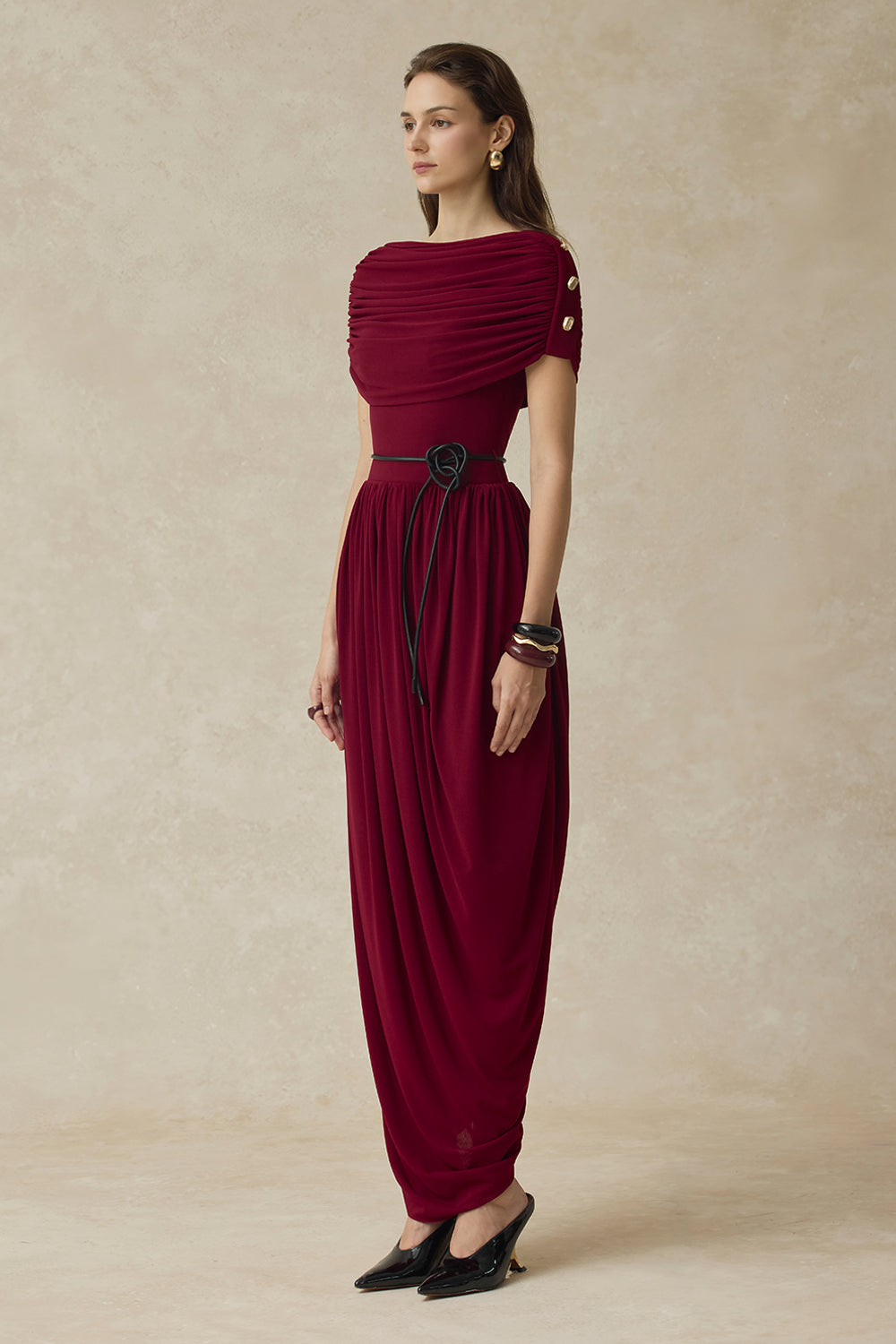 Elyra Cocoon Gathering Maxi Dress