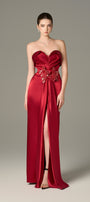 Designer Satin Silk Pleated Maxi Dress