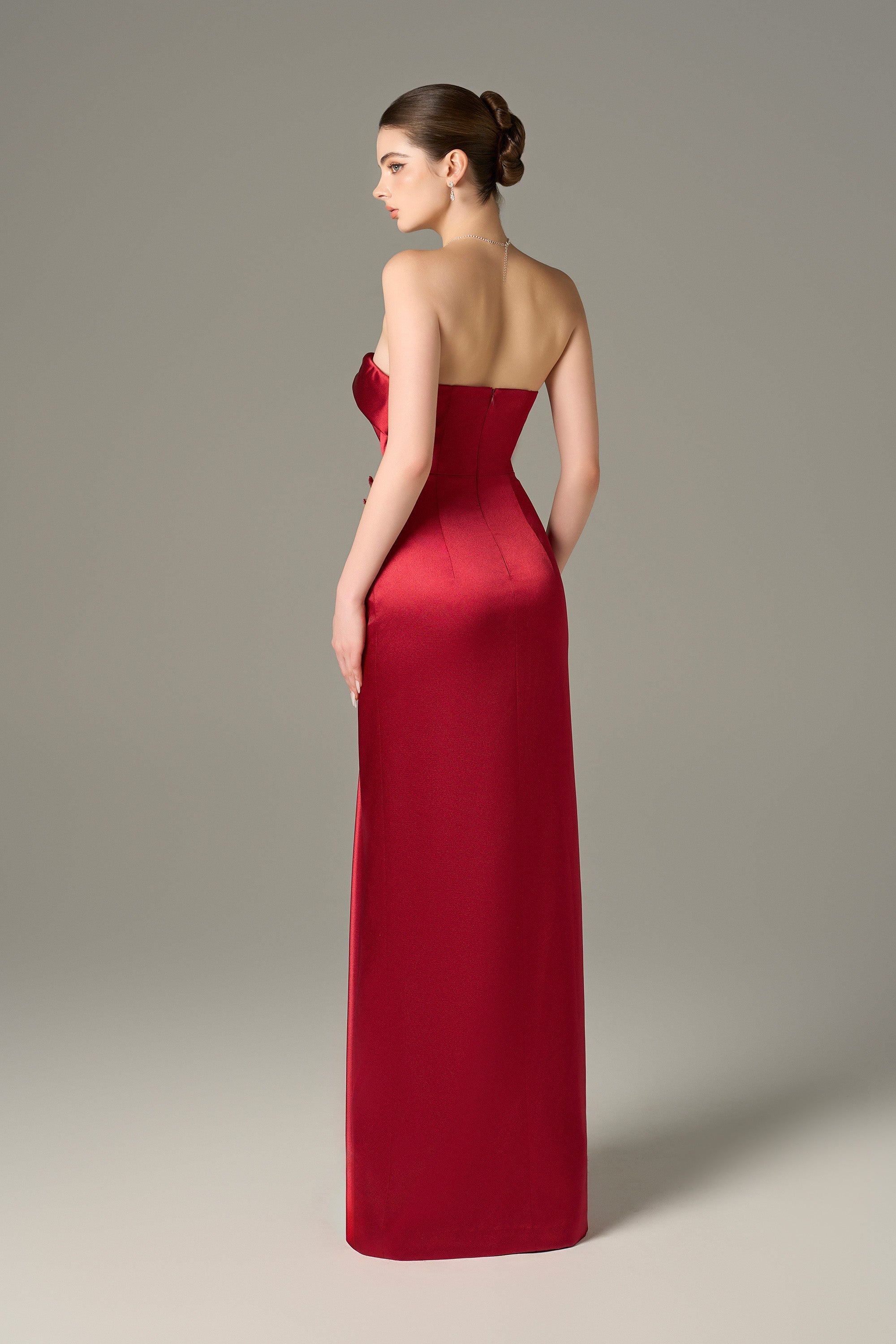 Designer Satin Silk Pleated Maxi Dress 2
