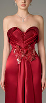 Designer Satin Silk Pleated Maxi Dress 3