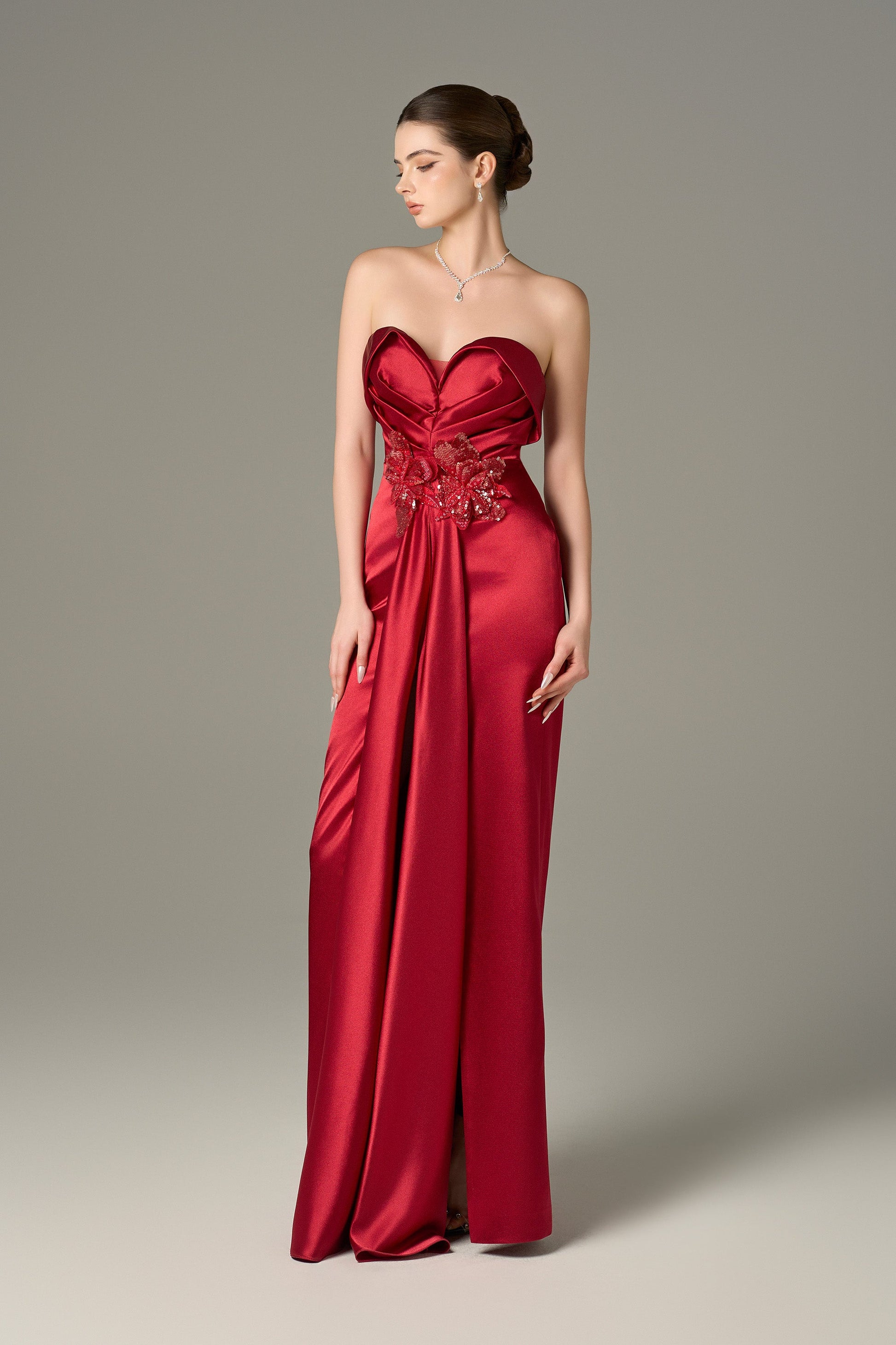 Designer Satin Silk Pleated Maxi Dress 5