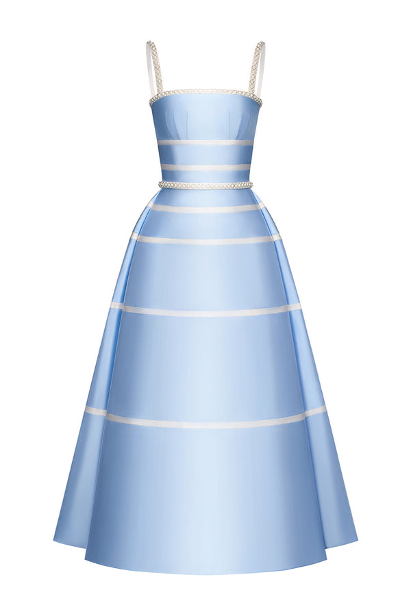 Ava A-line Bead Taffeta Midi Dress