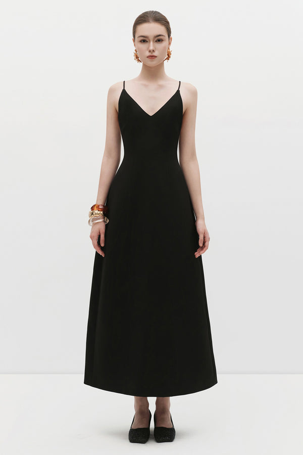 Diana V-Neck Twill Midi Dress - MEAN BLVD