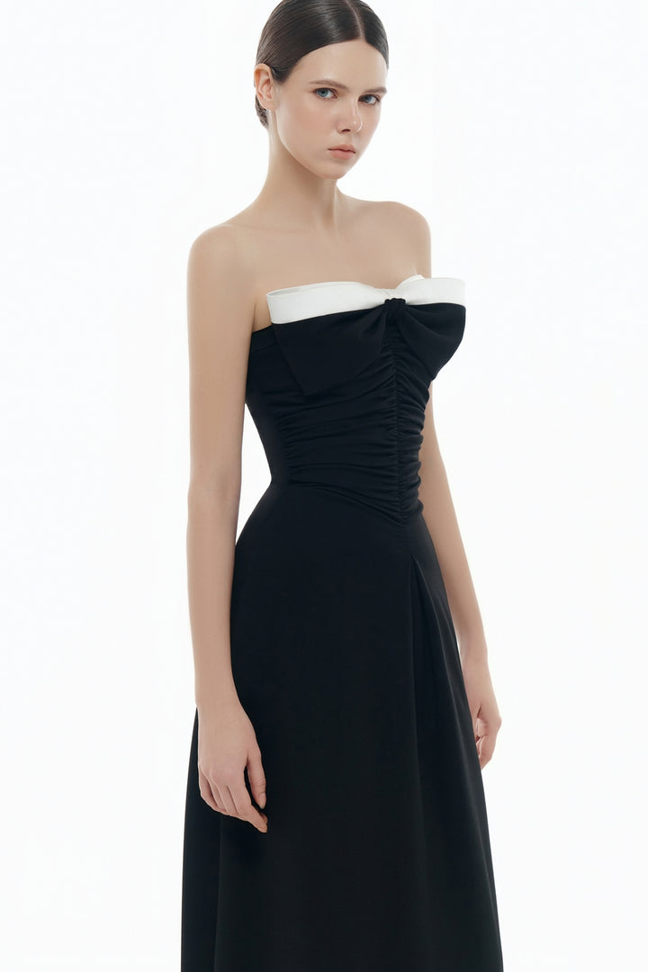 Dominique Sweetheart Draped Midi Dress - MEAN BLVD