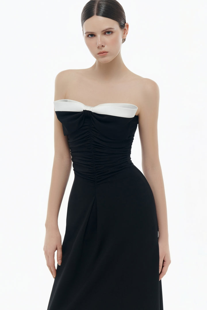 Dominique Sweetheart Draped Midi Dress - MEAN BLVD