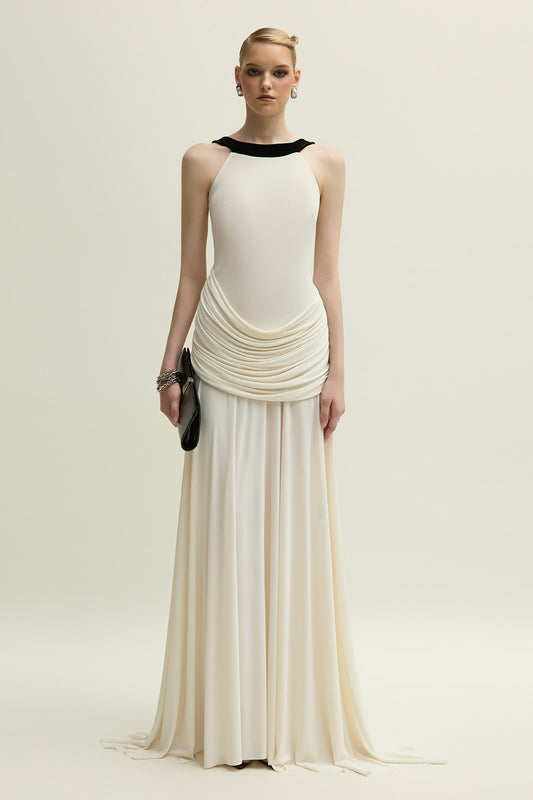 Dorset Halter Draped Maxi Dress - MEAN BLVD