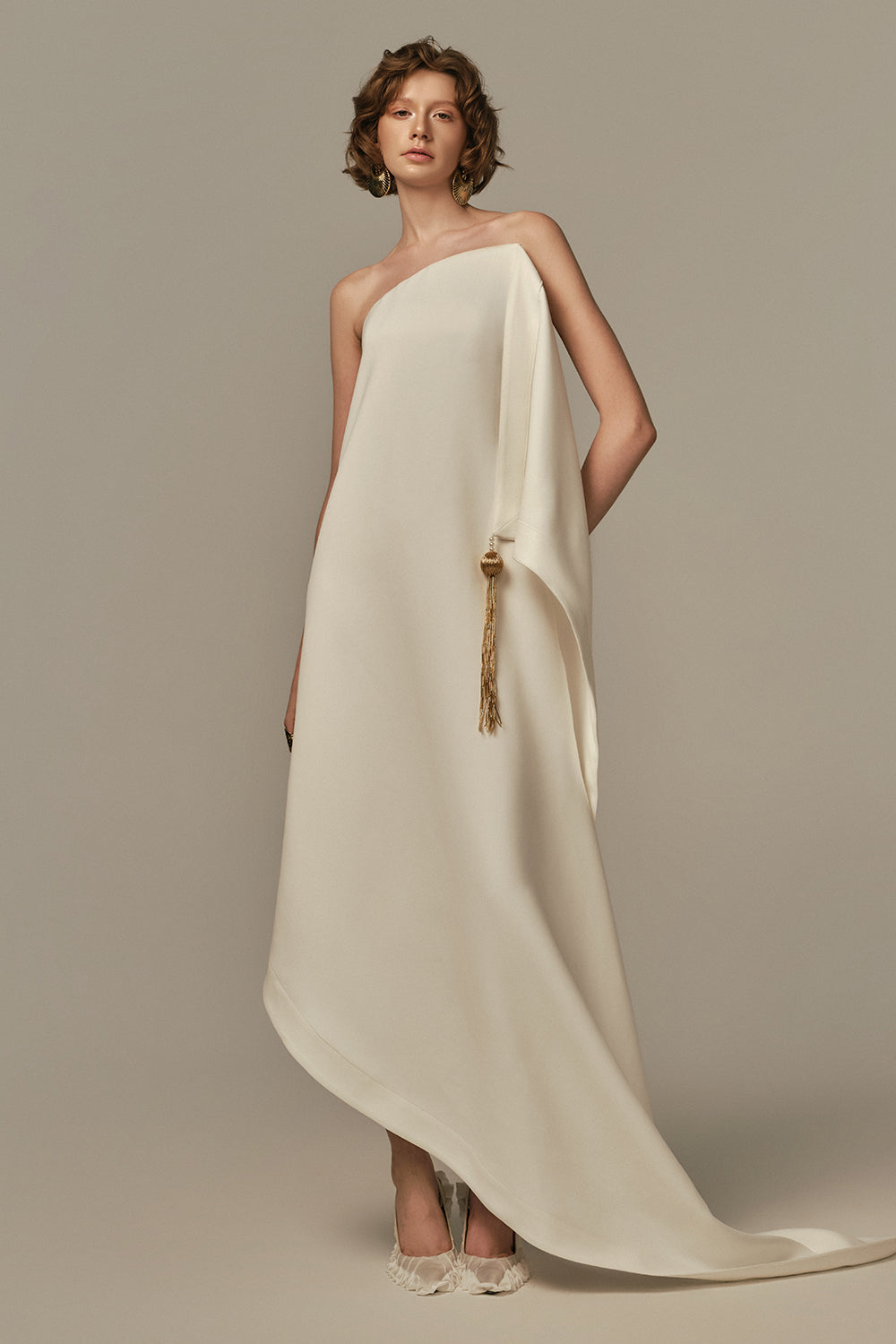 Women's Duvet Asymmetric Maxi Dress Off White XS/S/M/L/XL/Customize MEAN BLVD Off White / Customize