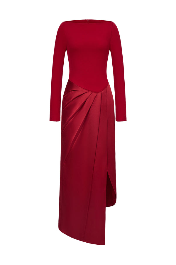 Scarlett Asymmetric Draped Jersey Maxi Dress