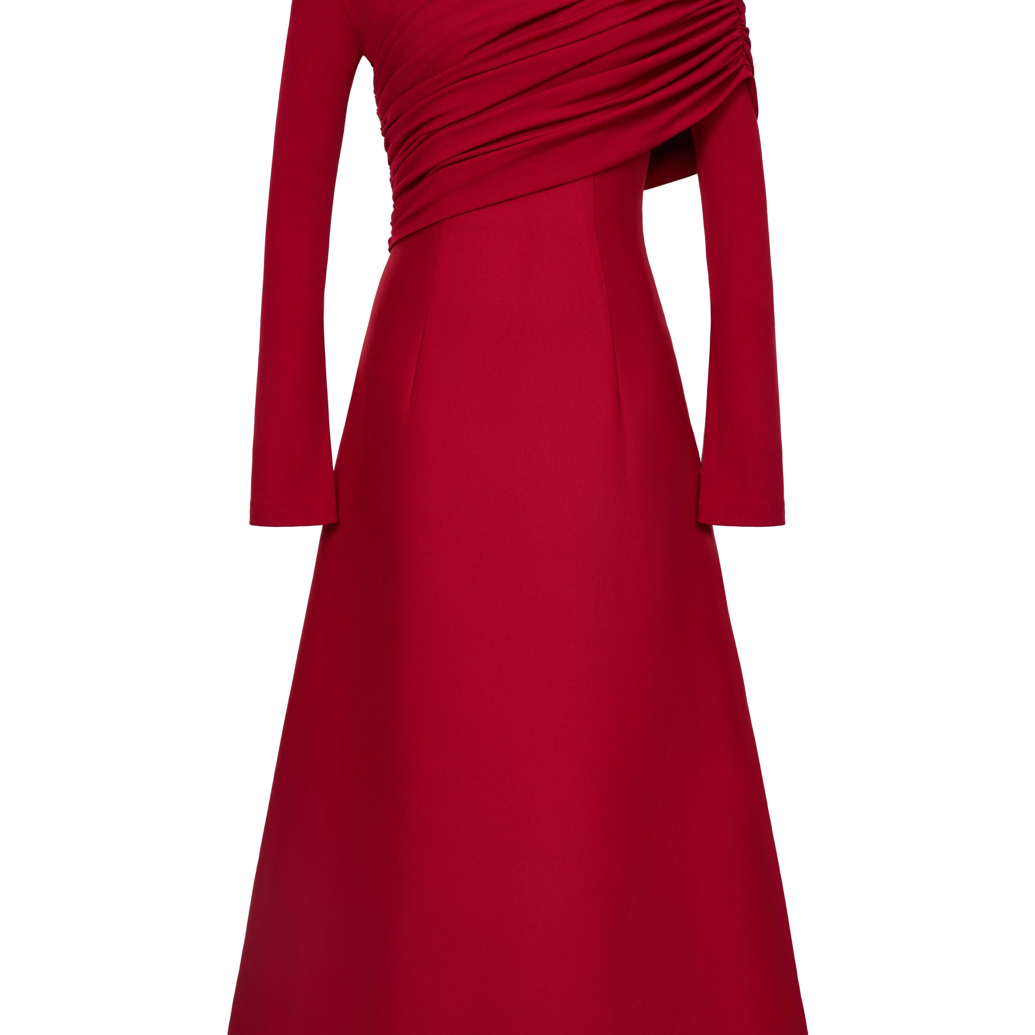 Luminous A-line Asymmetric Shoulder Jersey Maxi Dress