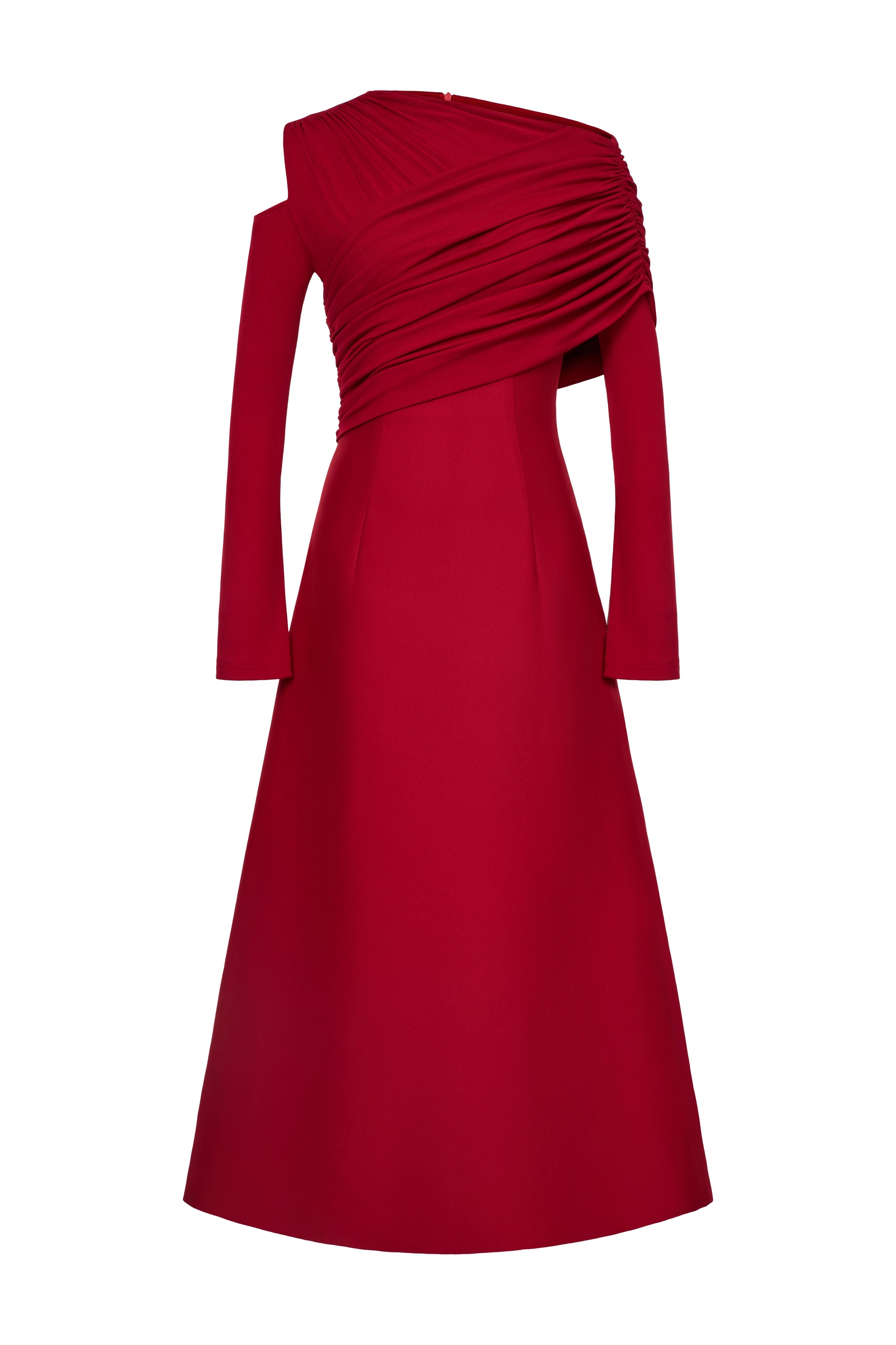 Women's Luminous A-line Asymmetric Shoulder Jersey Maxi Dress S/M/L/XL/Customize White/Red MEAN BLVD, Red / S Women's Luminous A-line Asymmetric Shoulder Jersey Maxi Dress S/M/L/XL/Customize White/Red MEAN BLVD, Red / S
