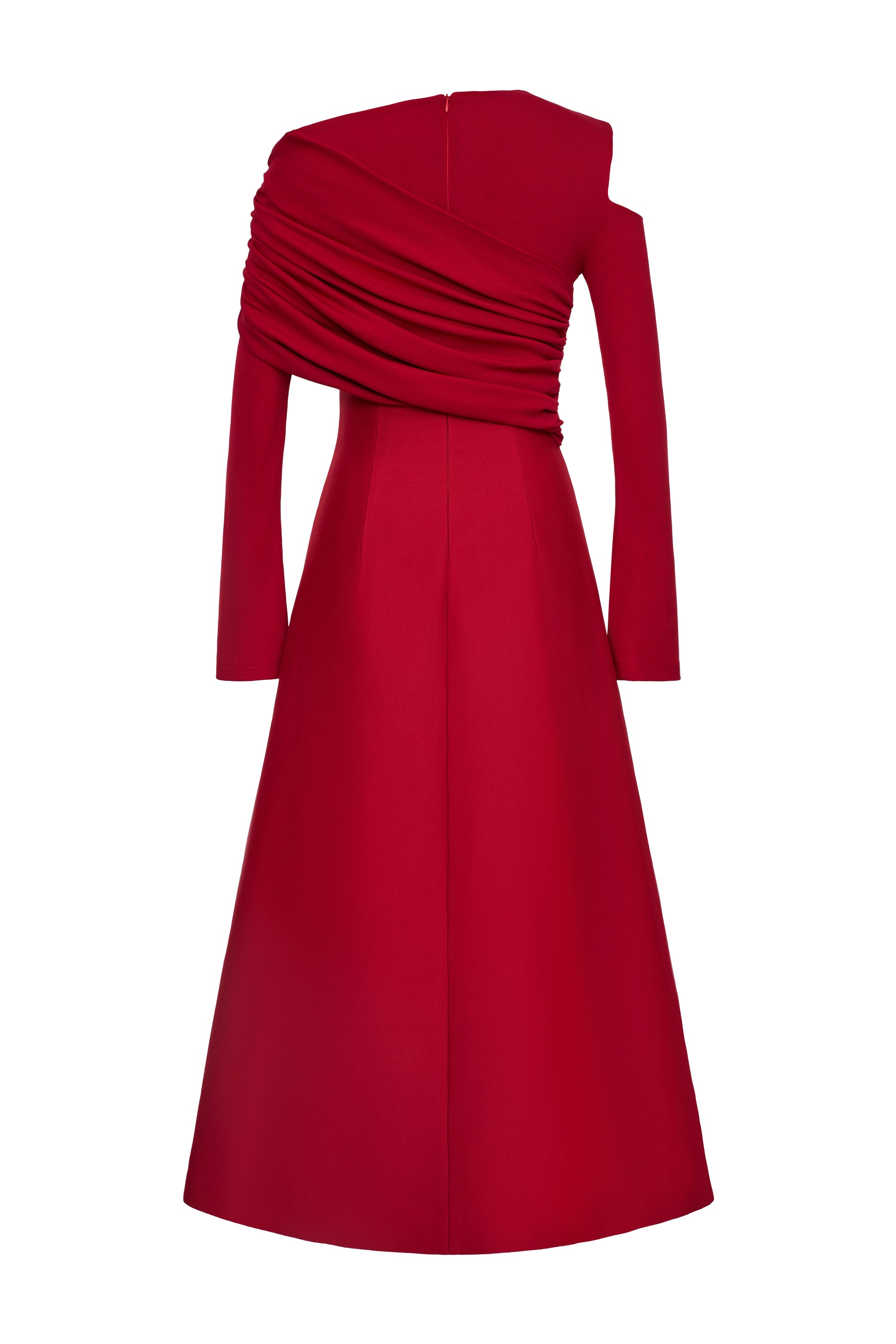 Luminous A-line Asymmetric Shoulder Jersey Maxi Dress