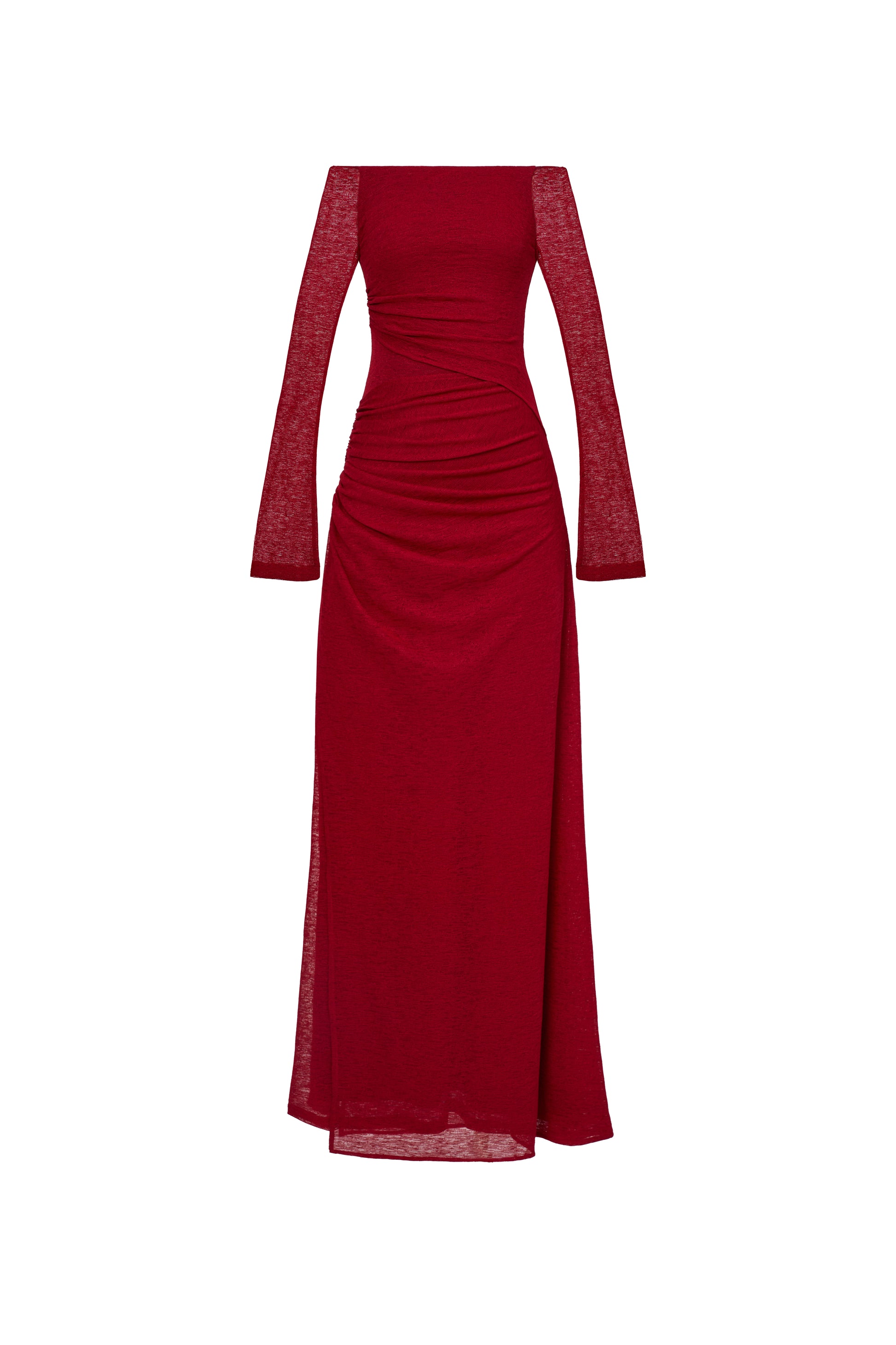 Blossom A-line Off-Shoulder Spandex Midi Dress
