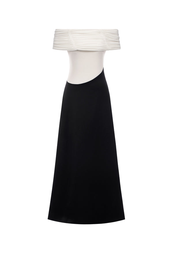 Silvera Off-Shoulder Gathering Maxi Dress