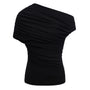Enya Asymmetric Neck Gathering Top