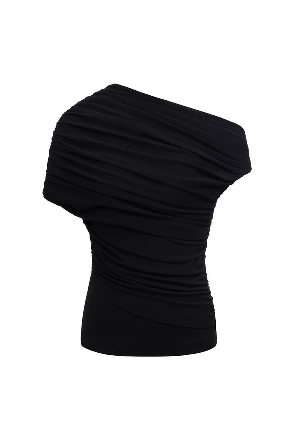 Enya Asymmetric Neck Gathering Top