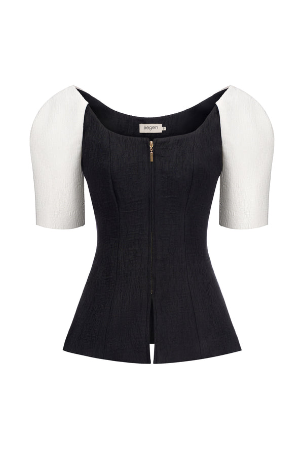 Maia Peplum Jacquard Top