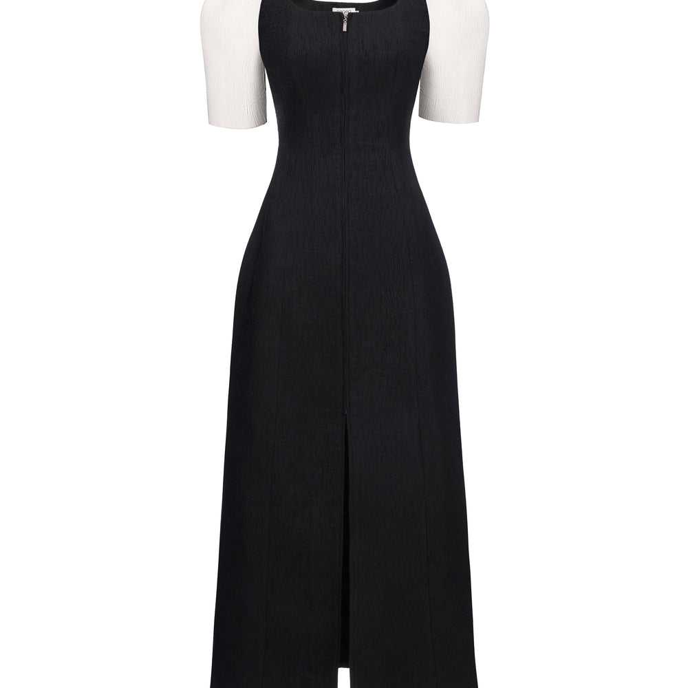 Maia Puff Sleeve Jacquard Midi Dress