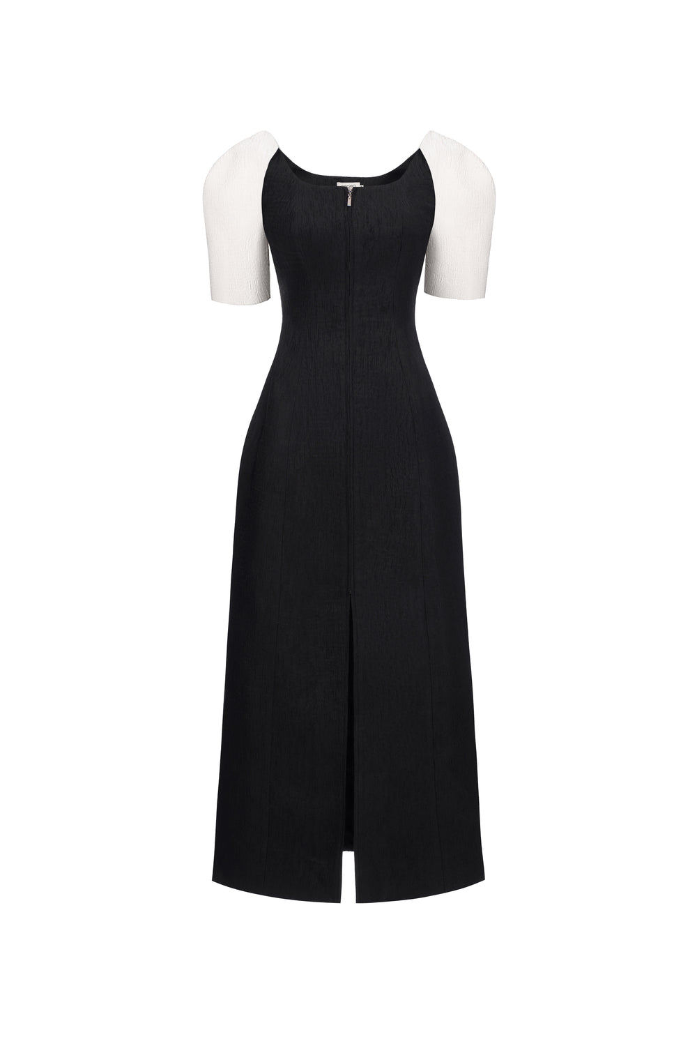 Maia Puff Sleeve Jacquard Midi Dress